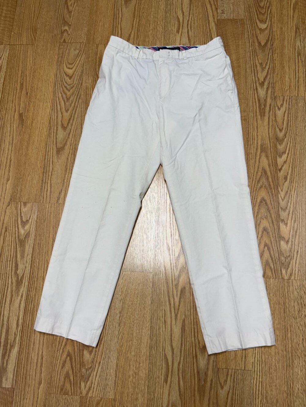 Tommy Hilfiger Men's White Pants 34/32 Hook Zip Closure 100% Cotton